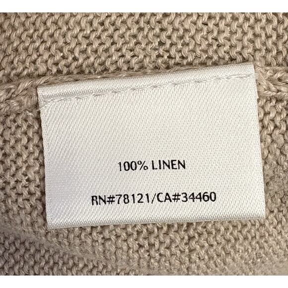 Eileen Fisher Women’s Beige Loose Knit Linen Sweater Size Petite Medium - Picture 4 of 4